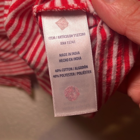 Splendid Red Striped Women's Top with back button size large - Picture 4 of 8